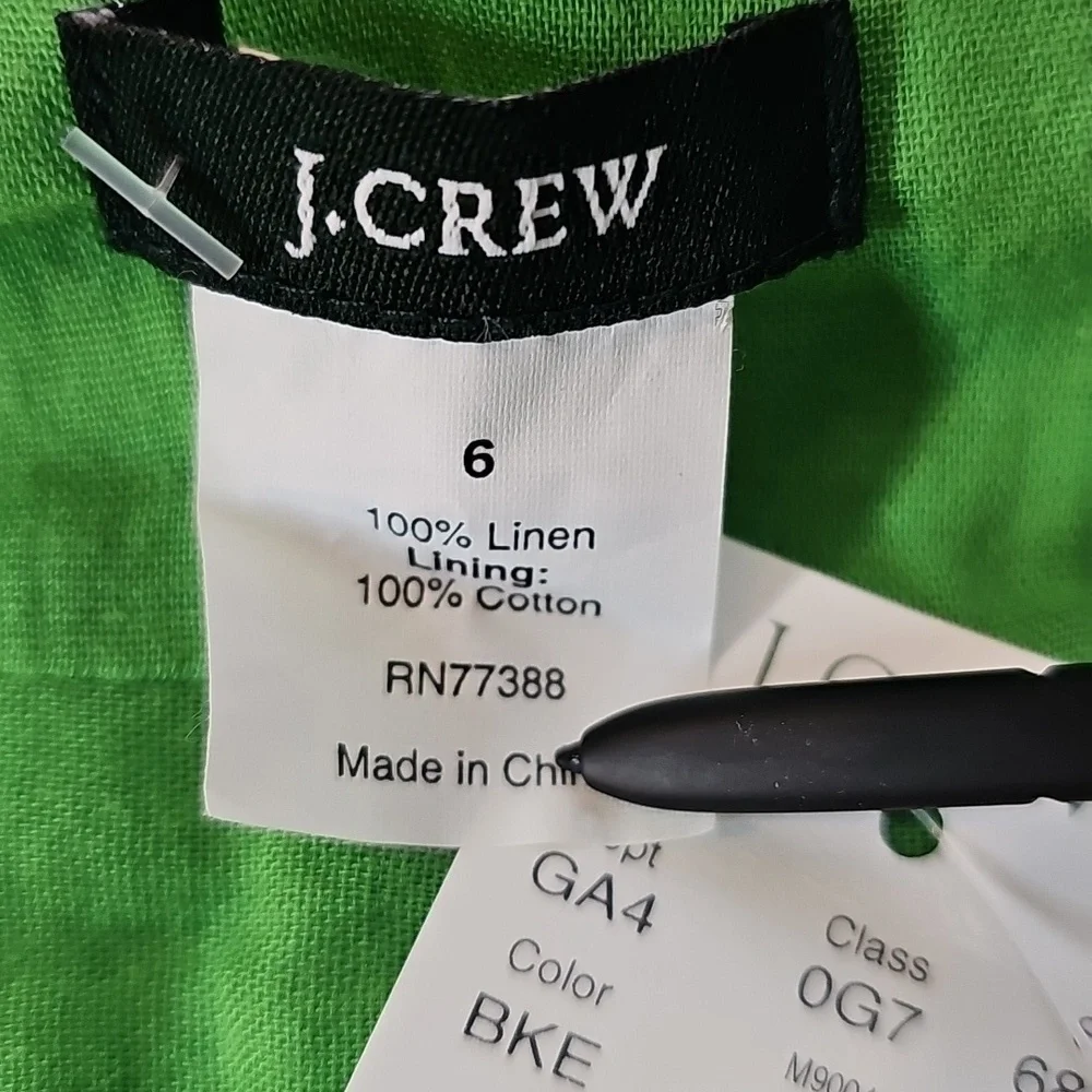 J. Crew Kelly Green Linen Halter Dress - Size 6